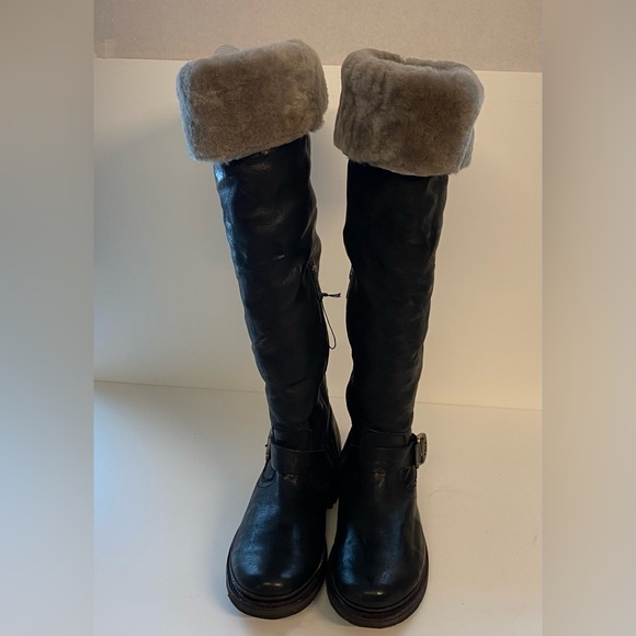 Frye Shoes Frye Valerie Shearling Over The Knee Boots In Black Lyst